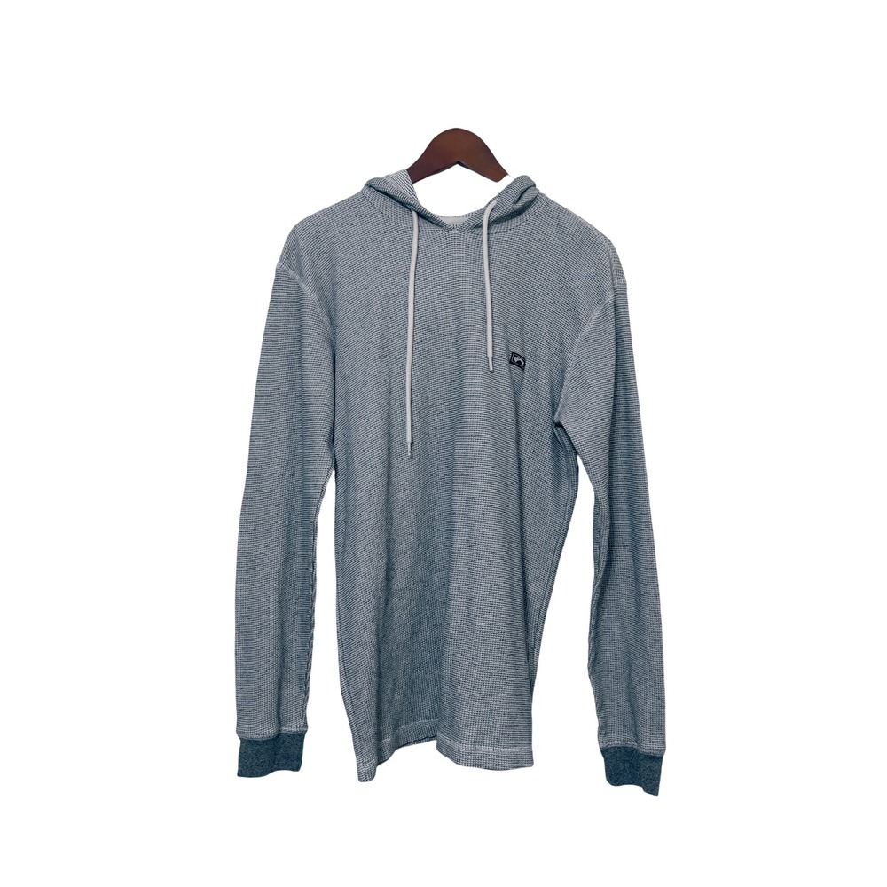 Billabong Mens Waffle Knit Hoodie Medium Gray Long Sleeve Pullover Surf Skate